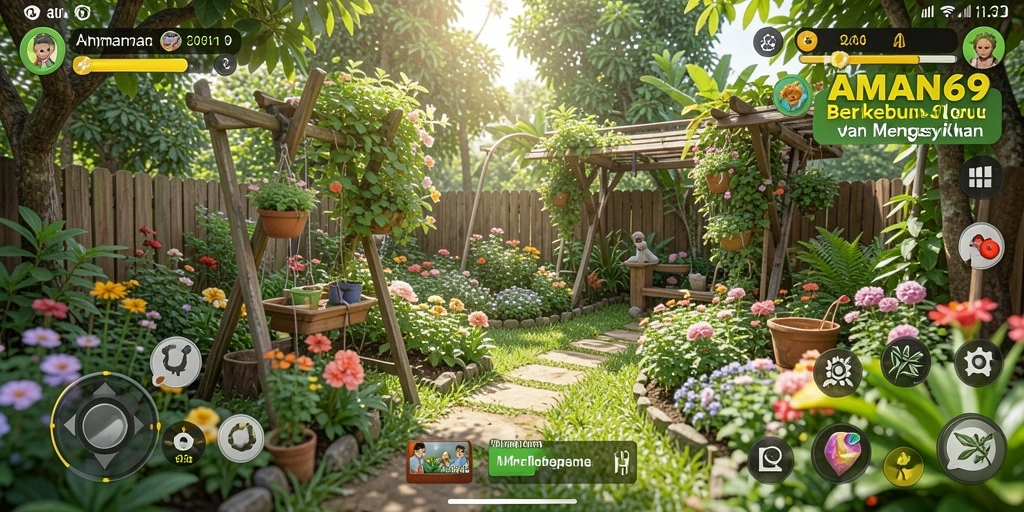 Tangkapan layar menampilkan aktivitas berkebun yang mengasyikkan di AMAN69.