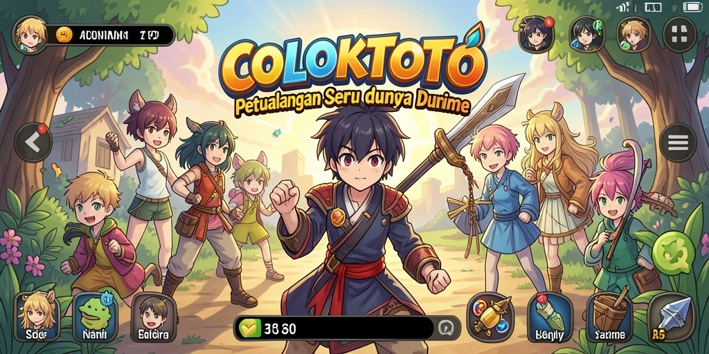 Tampilan gameplay COLOKTOTO yang penuh aksi dan karakter anime yang menarik.