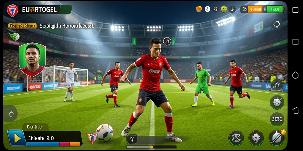 Tampilan gameplay EUROTOGEL menampilkan aksi seru di lapangan hijau.