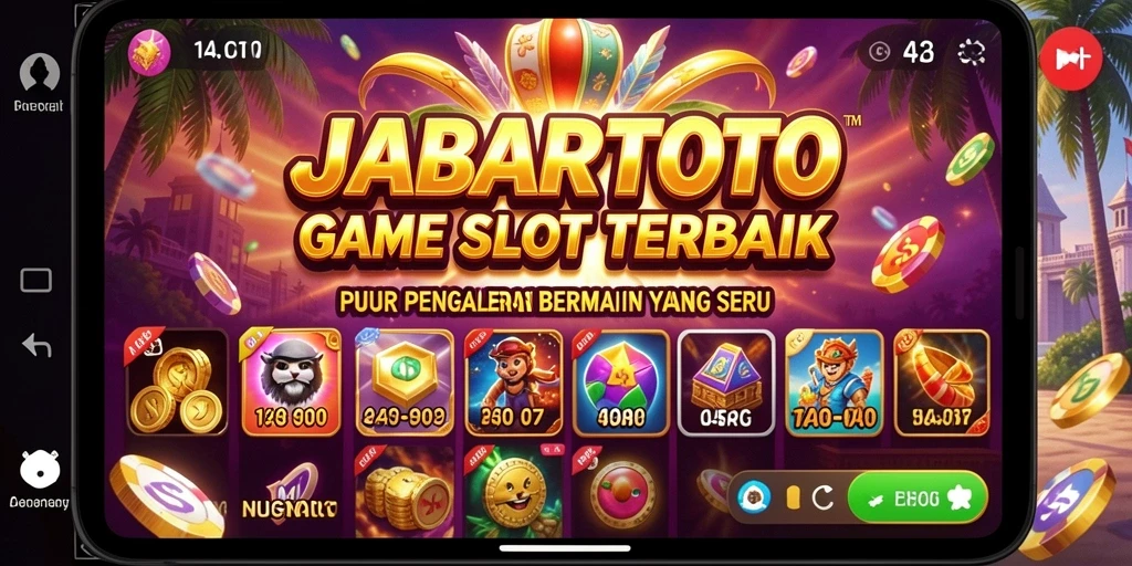 Screenshot gameplay JABARTOTO menampilkan mesin slot yang penuh warna.