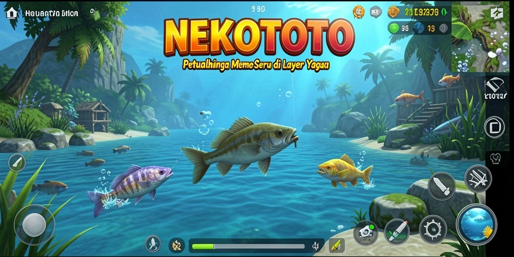 Tangkapan ikan yang spektakuler dalam gameplay NEKOTOTO.