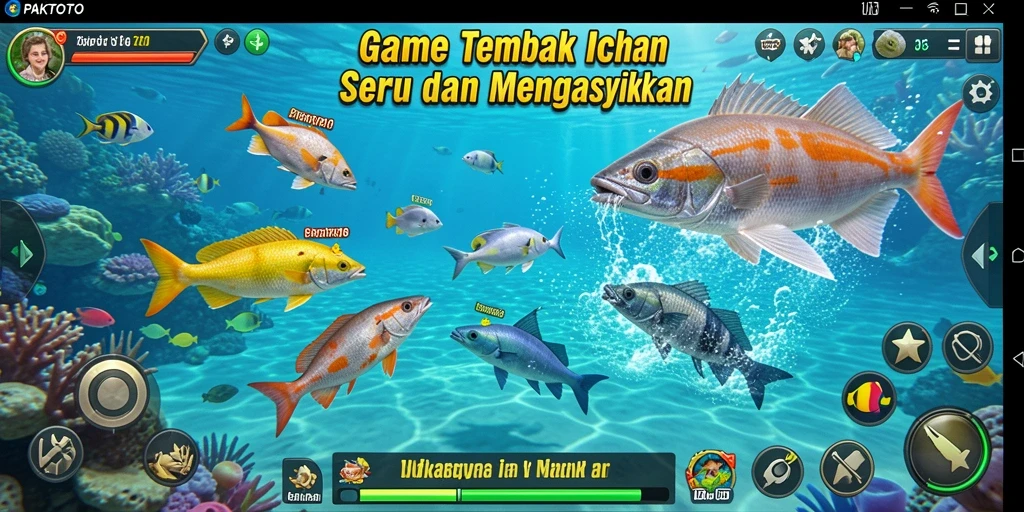 Screenshot PAKTOTO menampilkan aksi berburu ikan yang seru.