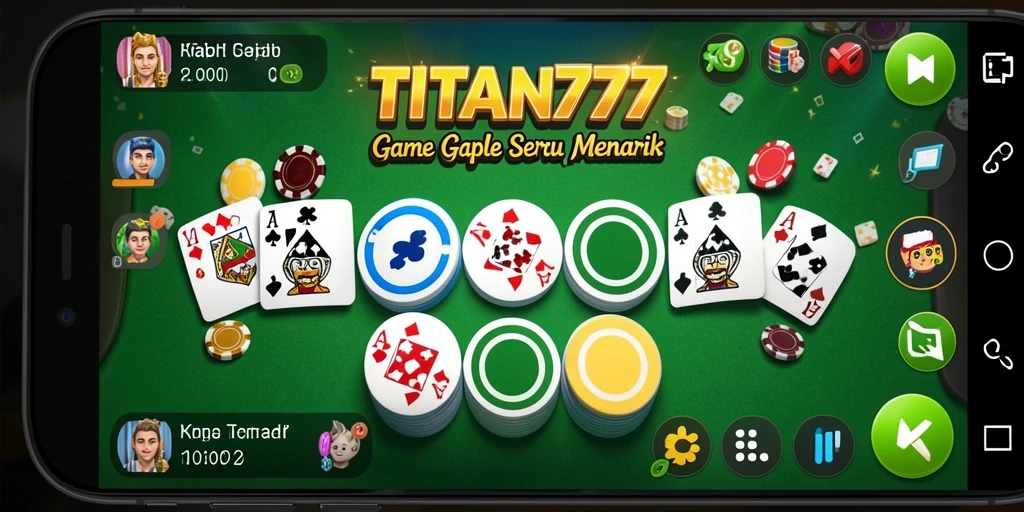 Tampilan gameplay Gaple yang menarik dan interaktif di TITAN777.
