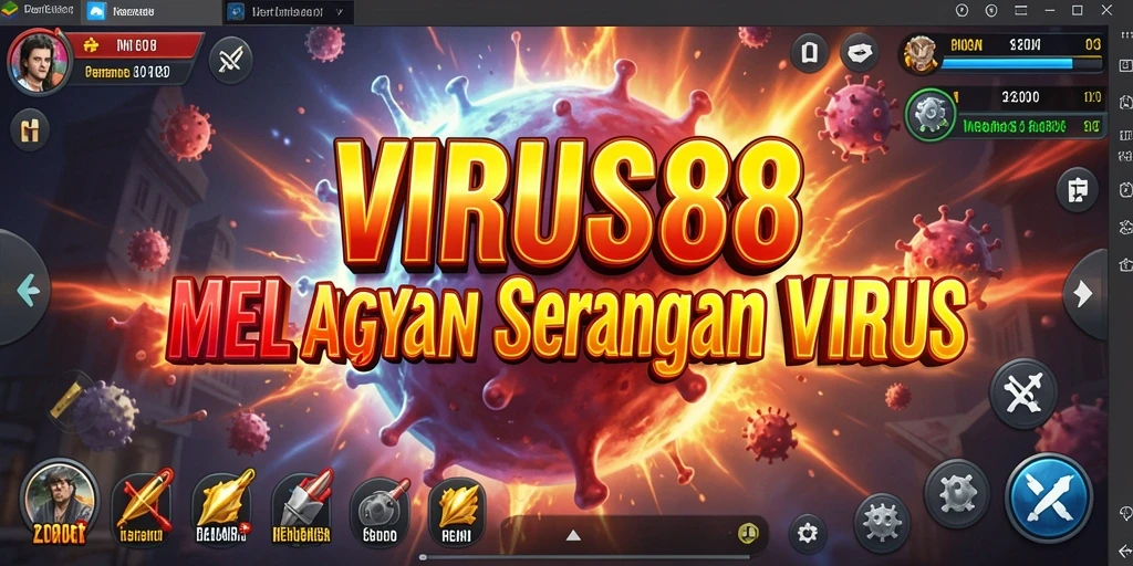 Gameplay seru VIRUS88 dengan pertahanan strategis melawan virus.